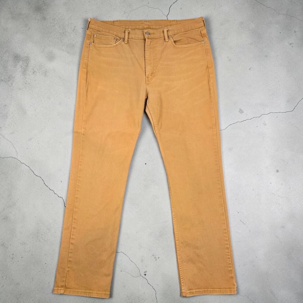 Levis 514 Straight Fit Pants Mens 38x32 Tan Khaki Stretch Cotton Jeans